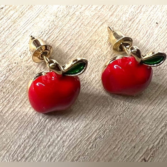 Small Apple Stud Earrings - Picture 3 of 5